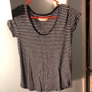 Abercrombie & Fitch Navy Blue White Stripes TShirt